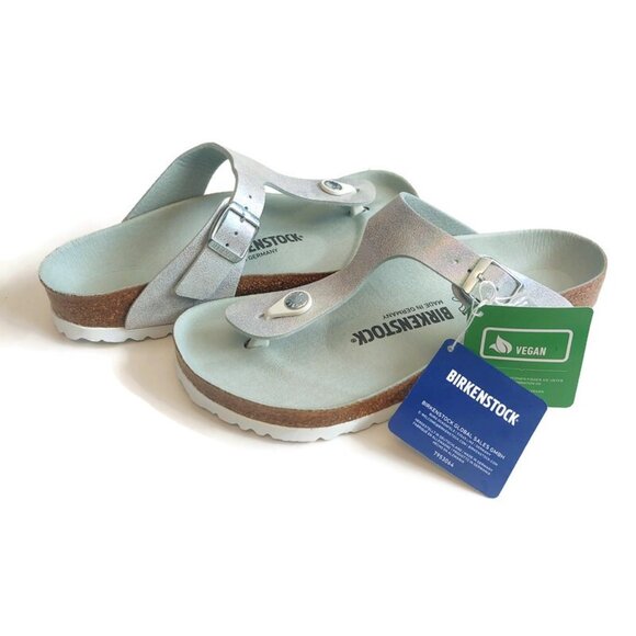 Birkenstock Womens Sz 7 Gizeh Vegan Sandals EU 38 Iridescent Matcha Regular Fit - Picture 11 of 11